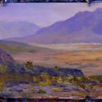 my painting of the scene on the easel