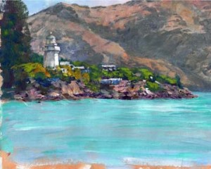 Akaroa Lighthouse 8x10 acrylic