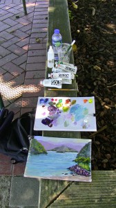 My paint set laid out along the Picton waterfront.