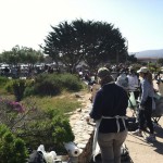 Painting shoulder to shoulder along Monterey Wharf